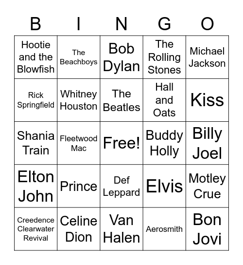 Music Bingo Card