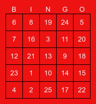 Holiday Bingo Card