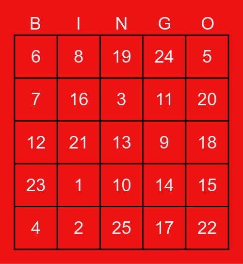 Holiday Bingo Card