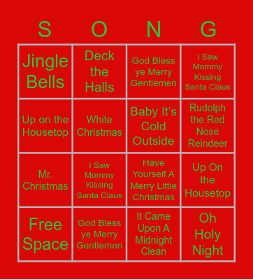 Songs Bingo Card