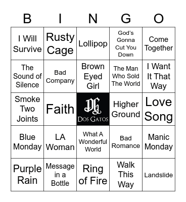 v33 COVER SONGS Bingo Card
