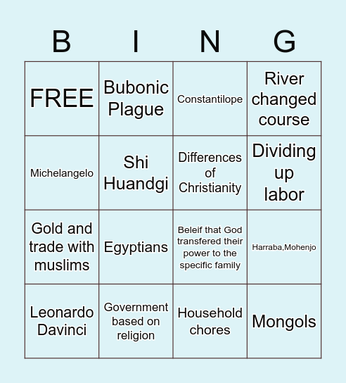 - World OF HISTORY Bingo Card