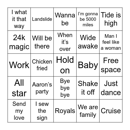 Music bingo Card