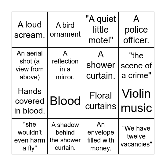 Psycho Trailer Bingo! Bingo Card