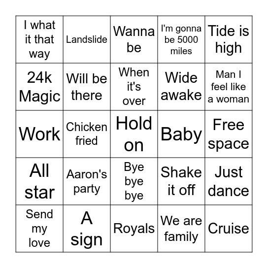 Music bingo Card