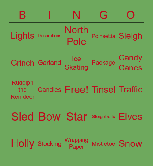 Holiday Cheer Bingo Card