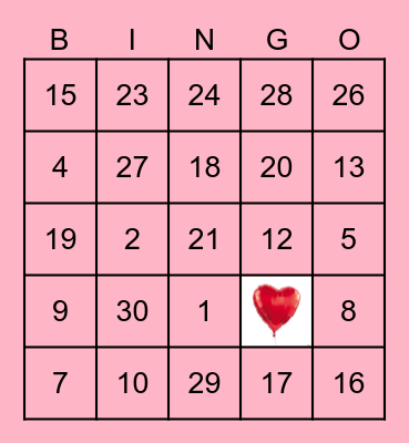 Los numeros 0-30 Bingo Card