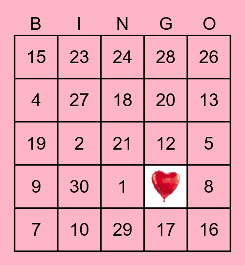 Los numeros 0-30 Bingo Card