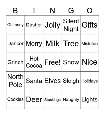 Christmas Bingo Card