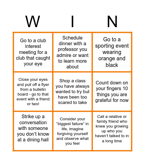 Princeton Failure Bingo Card