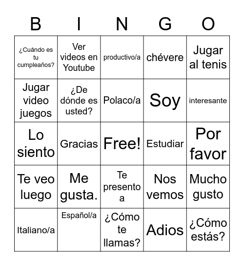 Ali Kassir Bingo Card