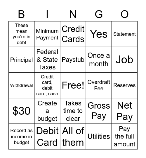 Banzai Teen Bingo Card