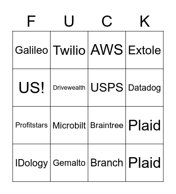 Who Fails Next?! Bingo Card
