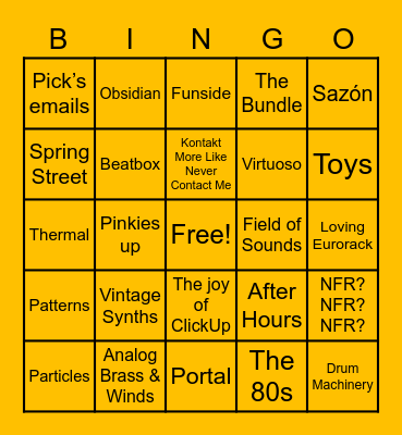 Output Bingo Card