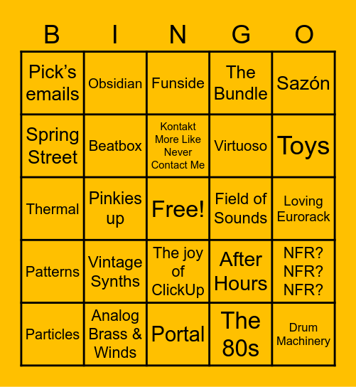 Output Bingo Card