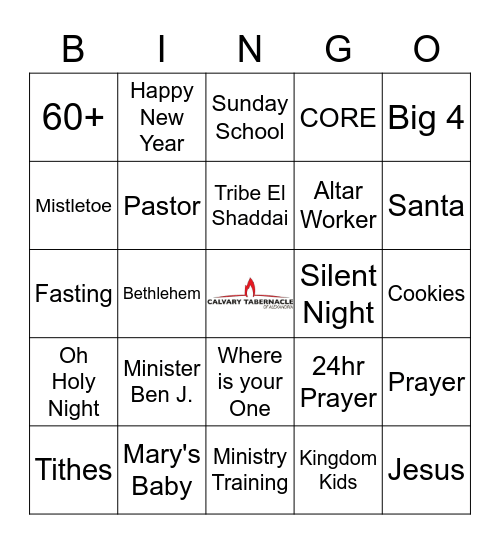 El Shaddai Christmas Bingo Card