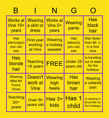 VMMS ~ Find someone who... Bingo Card