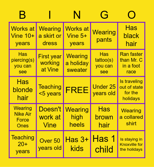 VMMS ~ Find someone who... Bingo Card