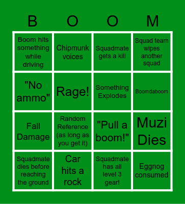 HOLIDAY PUBGO Bingo Card