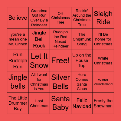 Christmas Music BINGO Card