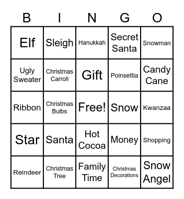 Osborn Holiday Bingo Card Bingo Card