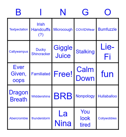 WA&W 2021 End of Year Celebration Bingo Card