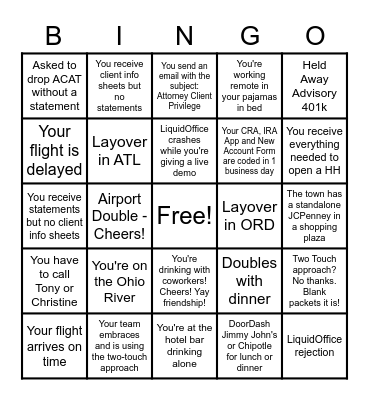 COVID Transition BINGO Card