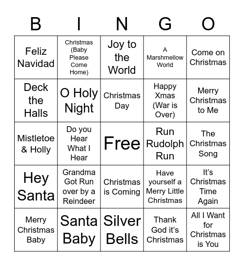 ROCKIN' CHRISTMAS BINGO Card