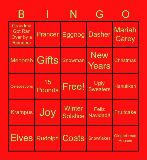 Holiday Bingo Card