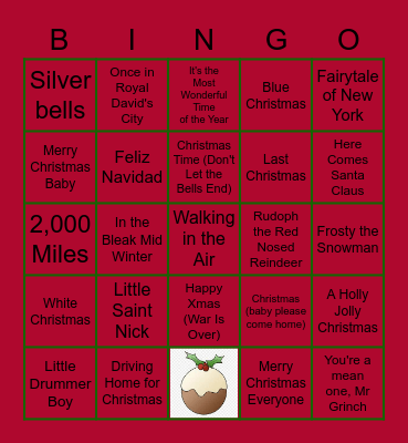 Christmas musical Bingo! Bingo Card