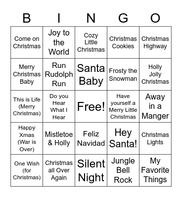 ROCKIN' CHRISTMAS BINGO Card