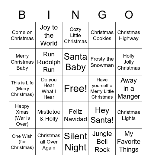 ROCKIN' CHRISTMAS BINGO Card