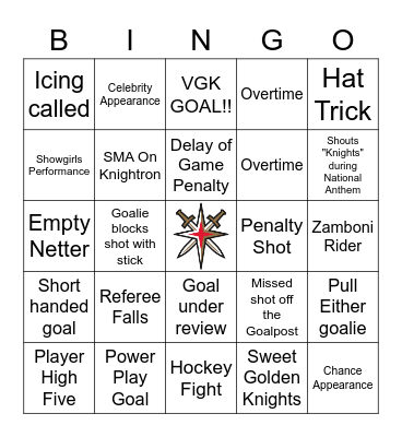 Golden Knights Bingo! Bingo Card