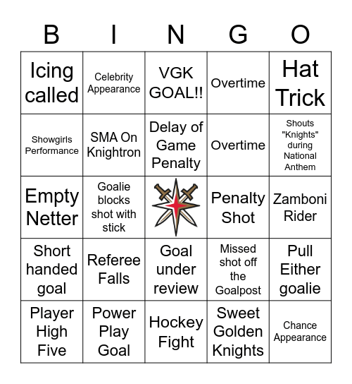 Golden Knights Bingo! Bingo Card