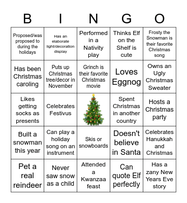 Christmas Bingo! Bingo Card