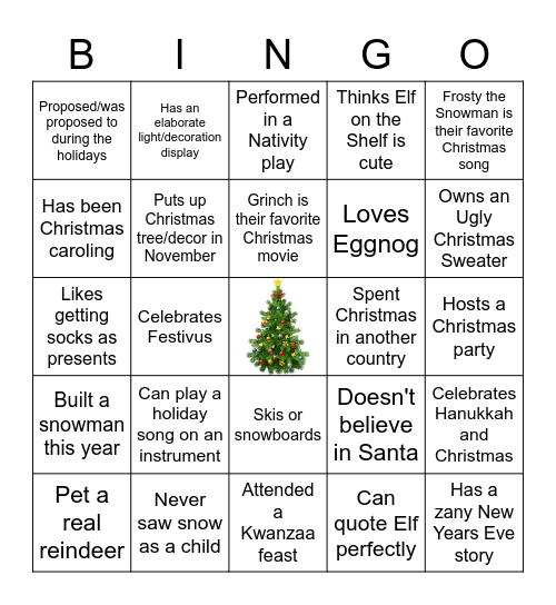 Christmas Bingo! Bingo Card