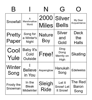 Name That Tune Bingo! Bingo Card