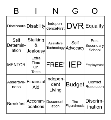 Disability Bingo to learn the lingo Bingo Card