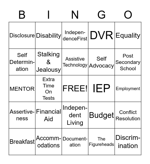 Disability Bingo to learn the lingo Bingo Card