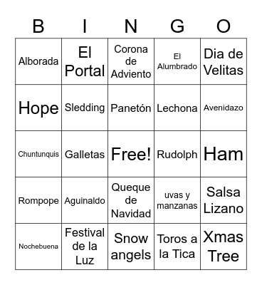 GAP Xmas Fest 2021 Bingo Card