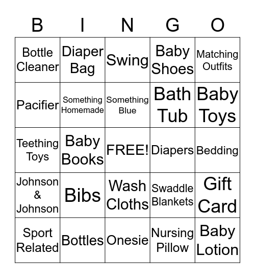 Baby Bingo Card