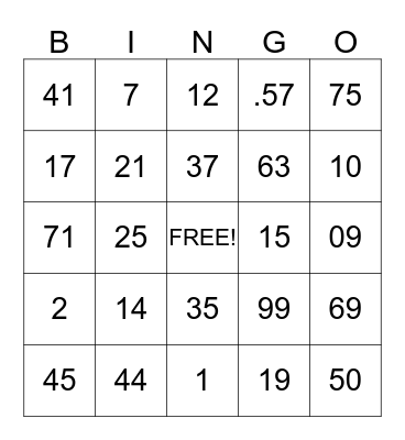 Mustangs Bingo  Bingo Card