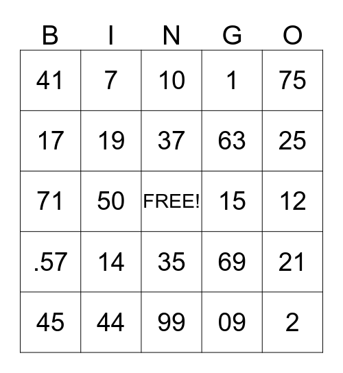 Mustangs Bingo  Bingo Card