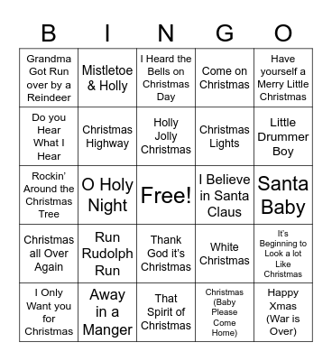 ROCKIN' CHRISTMAS BINGO Card