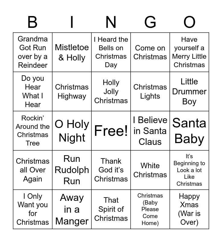 ROCKIN' CHRISTMAS BINGO Card