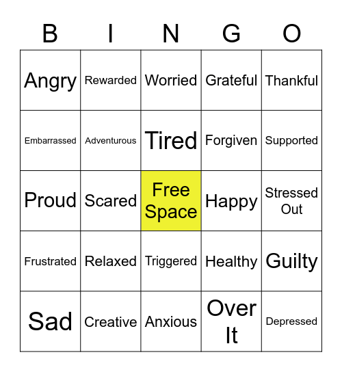 Therapy Bingo Card