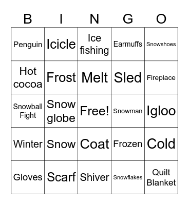 Snow Bingo 1 Bingo Card