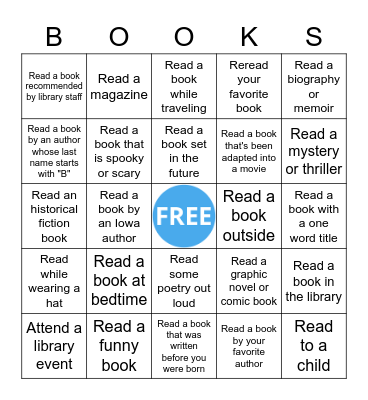 Collinsville Winter Adult Reading Bingo Card