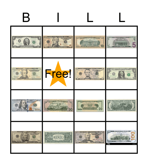 $  Money Bingo  $ Bingo Card