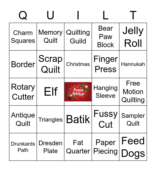 Friendship Quilters of SD Holiday Quilt Bingo Card